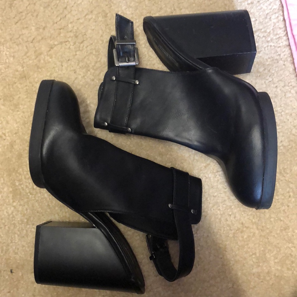 Black Open Back Booties